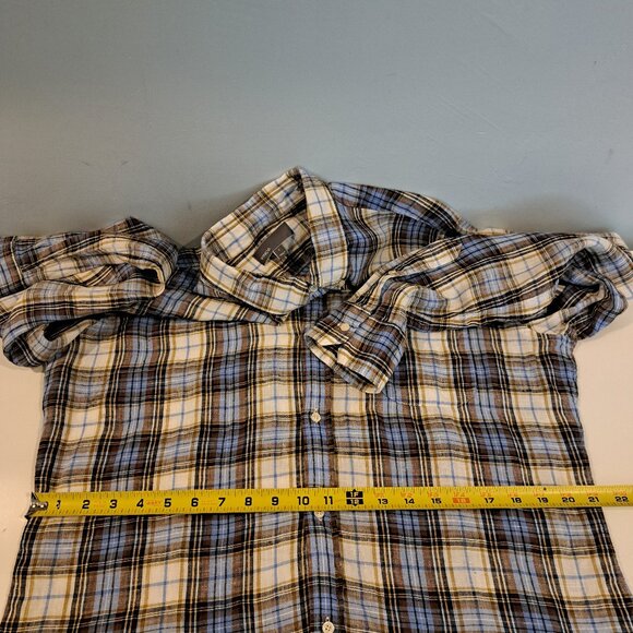 Vince Men's Large 100% Linen Long Sleeve Button Down Plaid Shirt Style M13081062 - Picture 11 of 15